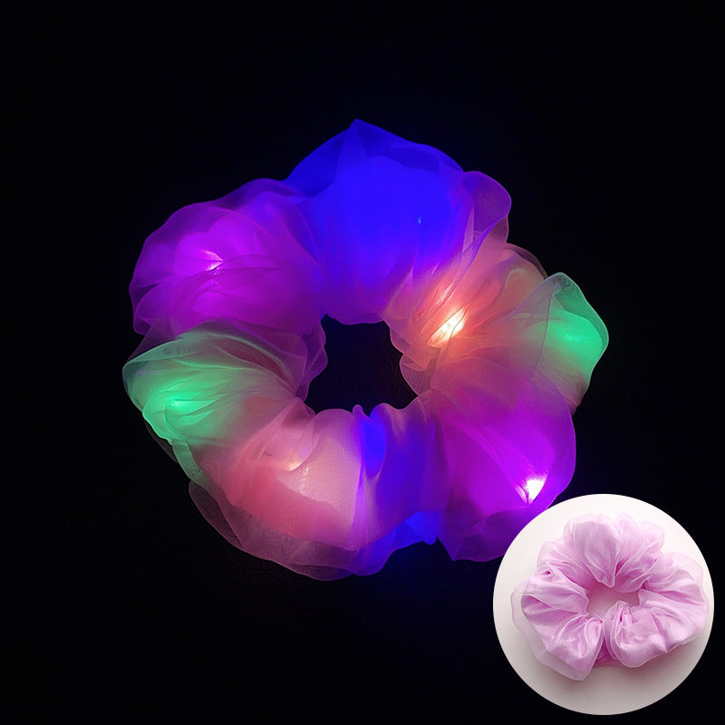Wholesale Led Luminous Large Intestine Hair Ring DIY Night Light Flower Shiny Fat Intestine Head Rope Nightclub Rubber Band Hair Accessories