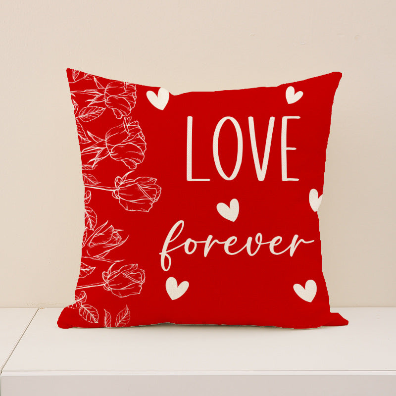 Wholesale  Plaid Printed Love Pillow Valentine' s Day   Bedside Cushion Linen