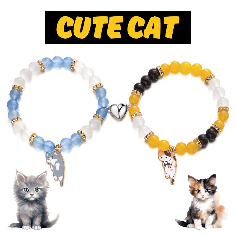 Wholesale cute cat glass beads  bracelet
