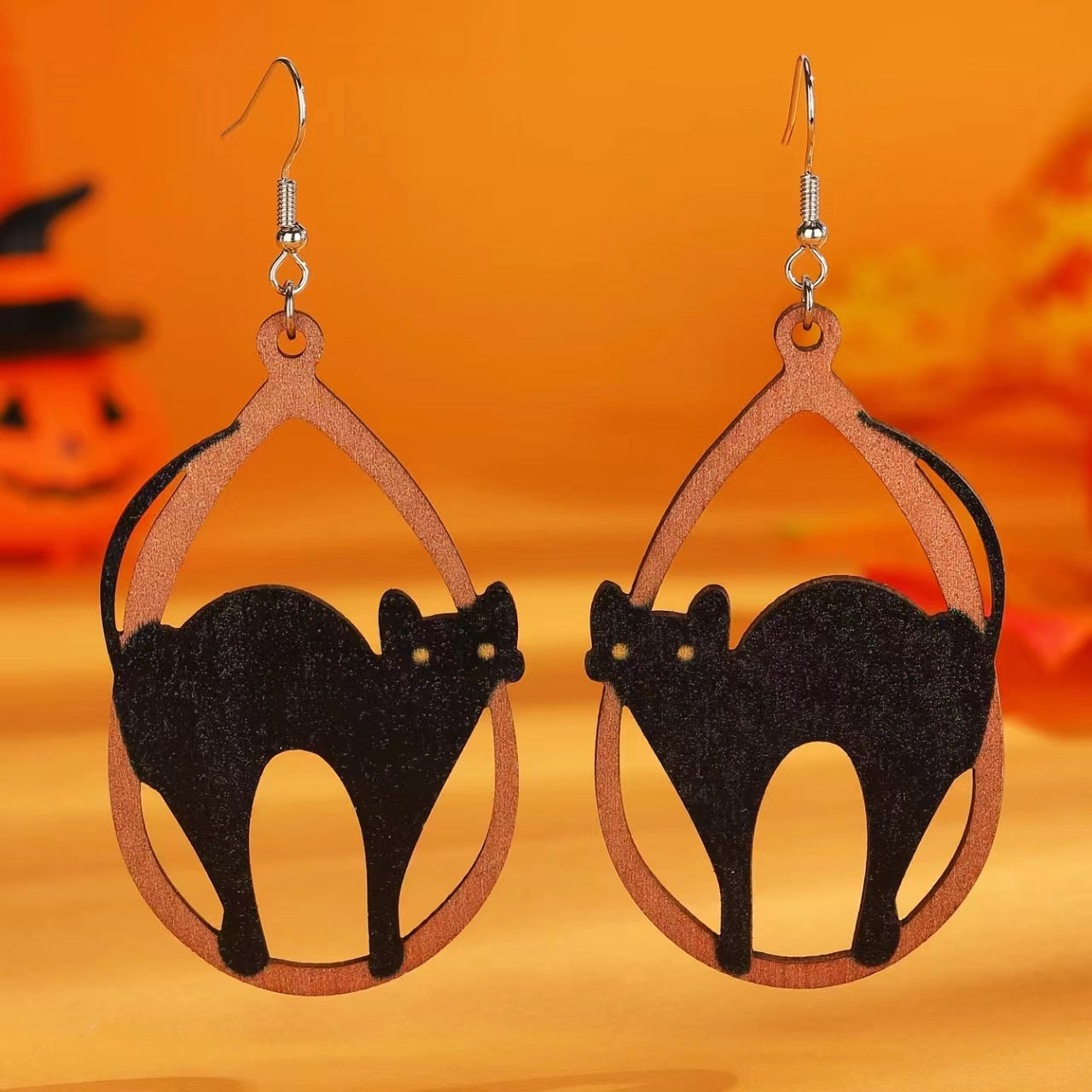 Wholesale Halloween Black Cat Ghost Pumpkin Spliced Drop Earrings