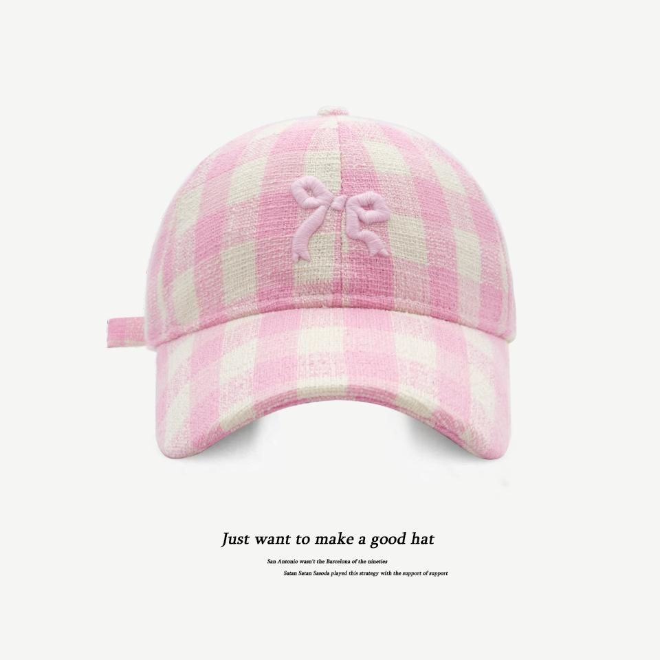 Wholesale Plaid Butterfly Embroidery Soft Top Baseball Cap