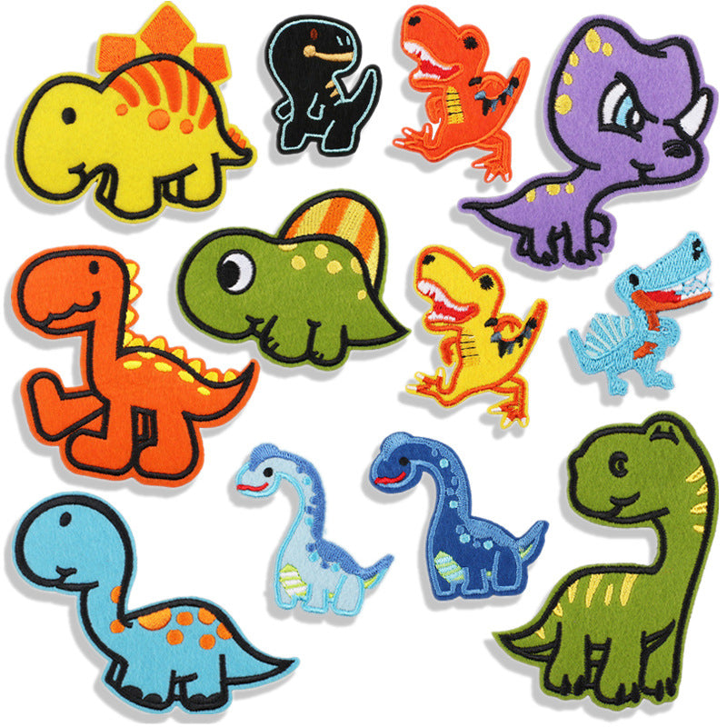 Wholesale Cute Dinosaur Embroidery Patches Polyester Clothing Decoration Set Of 12 Chic DIY Accessory For Boutique Resale