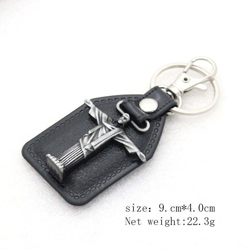 Wholesale Retro Metal PU Combination Car Pendant Keychain Jewelry Pendant