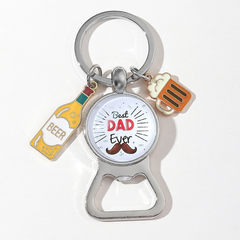 Wholesale Father's Day Zinc Alloy Beer Keychain