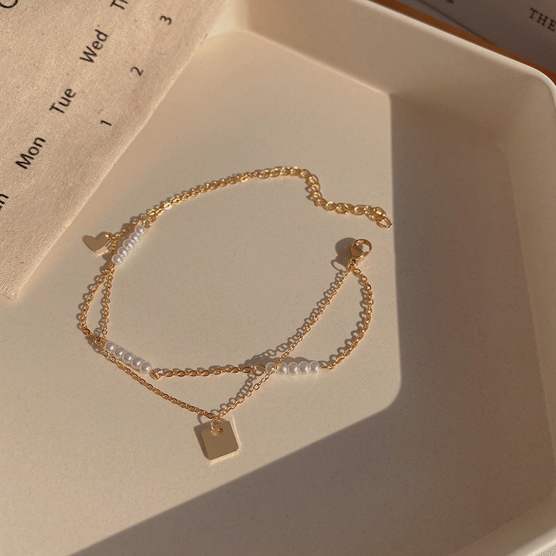 Wholesale Vintage Pearl Niche Advanced Titanium Steel Bracelet For Women