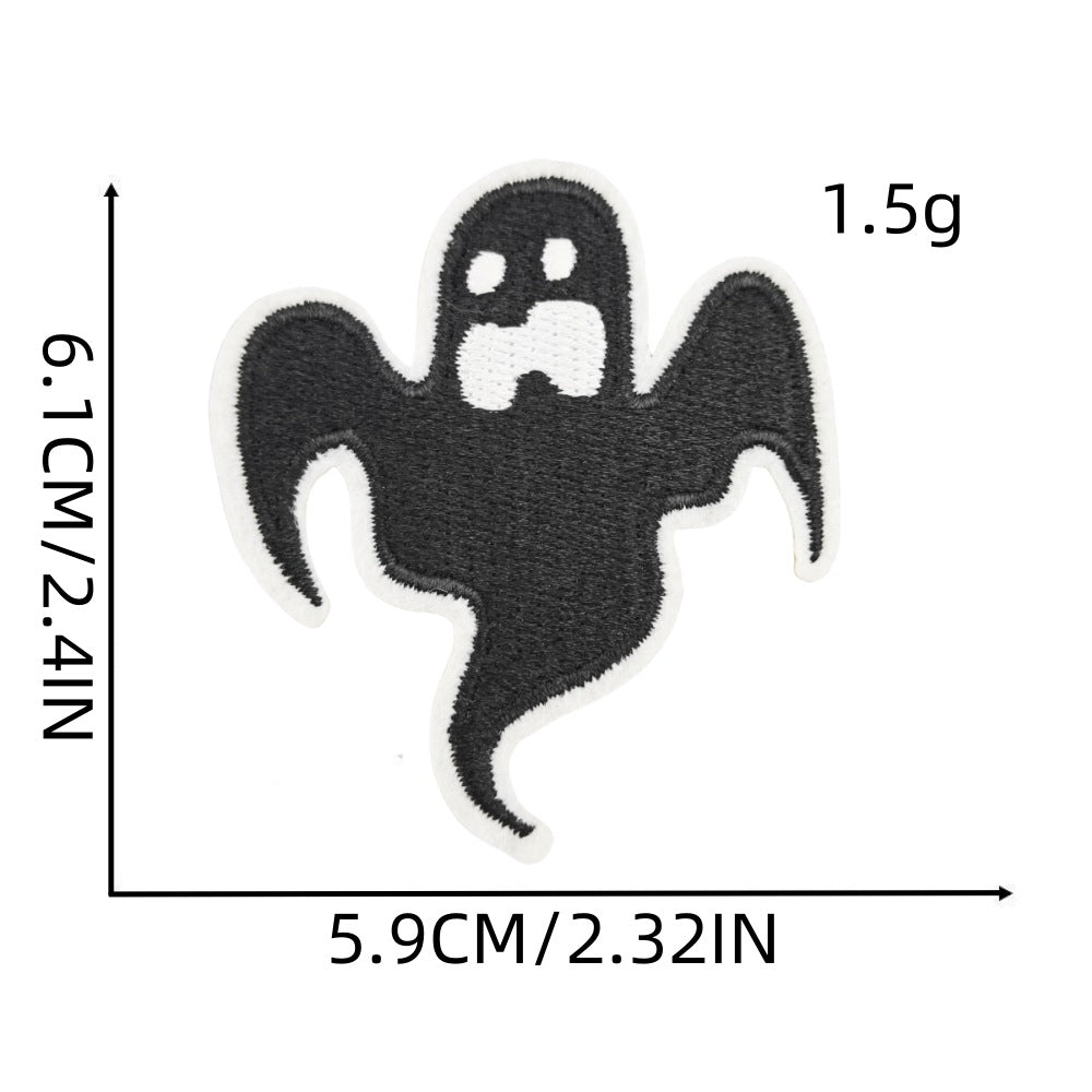 Wholesale Polyester Embroidered  Patches Ghost Bat Pumpkin Applique For Party Headwear Fashion Accessory
