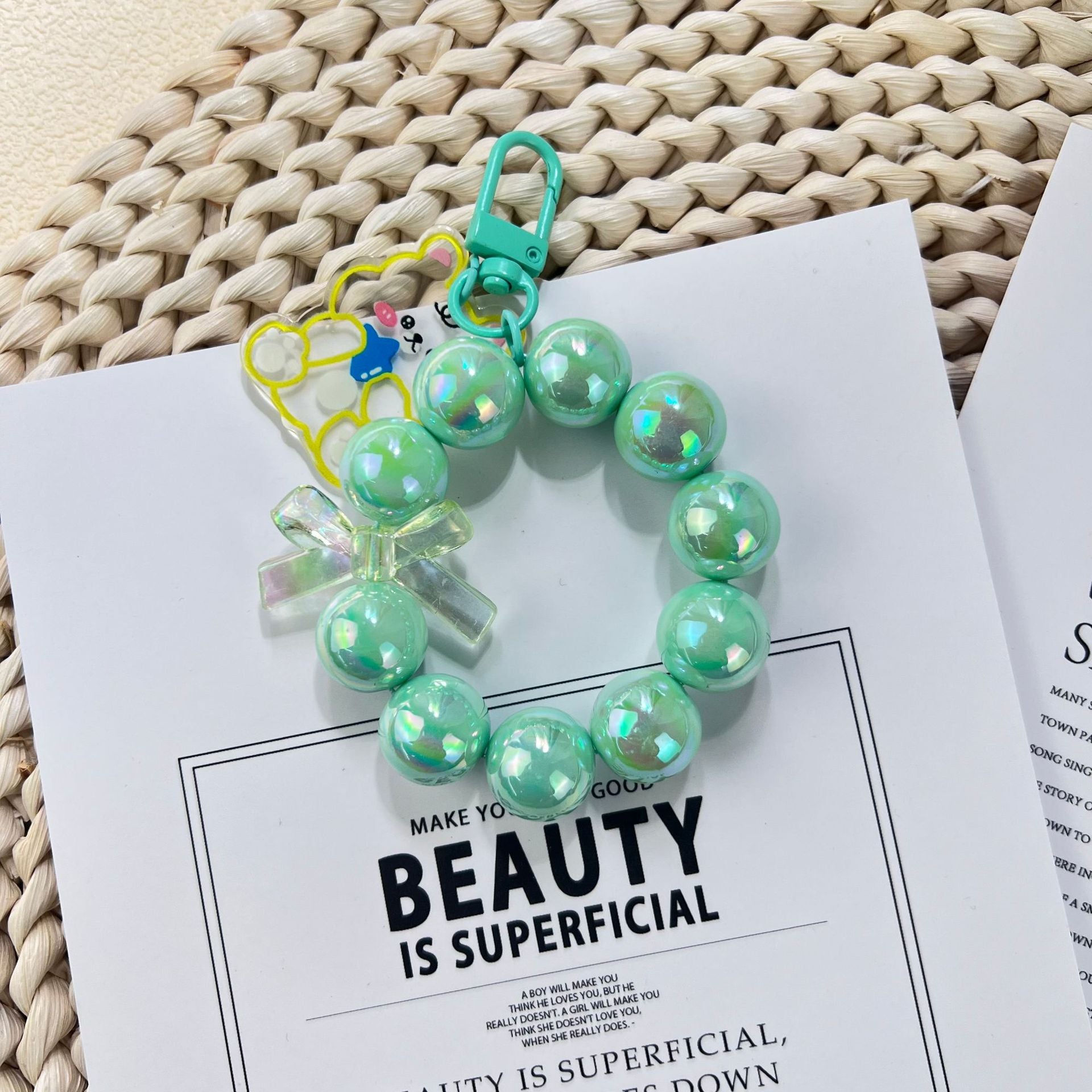 Wholesale Mabei Beaded Plastic Keychain