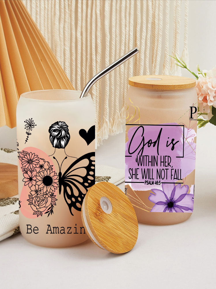 Wholesale Colorful butterfly letters  16oz Cup UV DTF Wraps