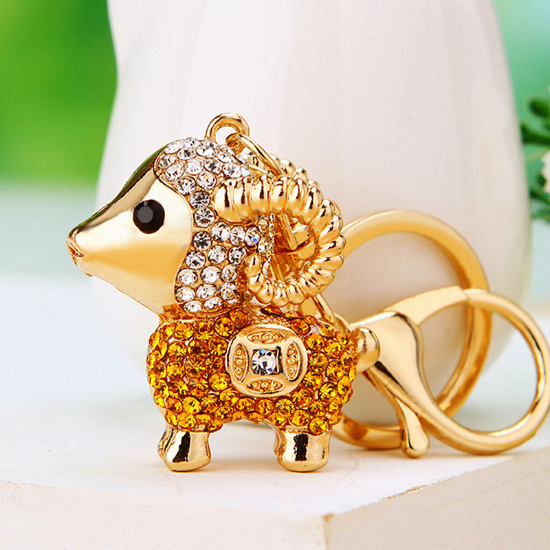 Wholesale Chic Metal Lucky Sheep Keychain Rhinestone Car Key Accessory Bag Charm Gift