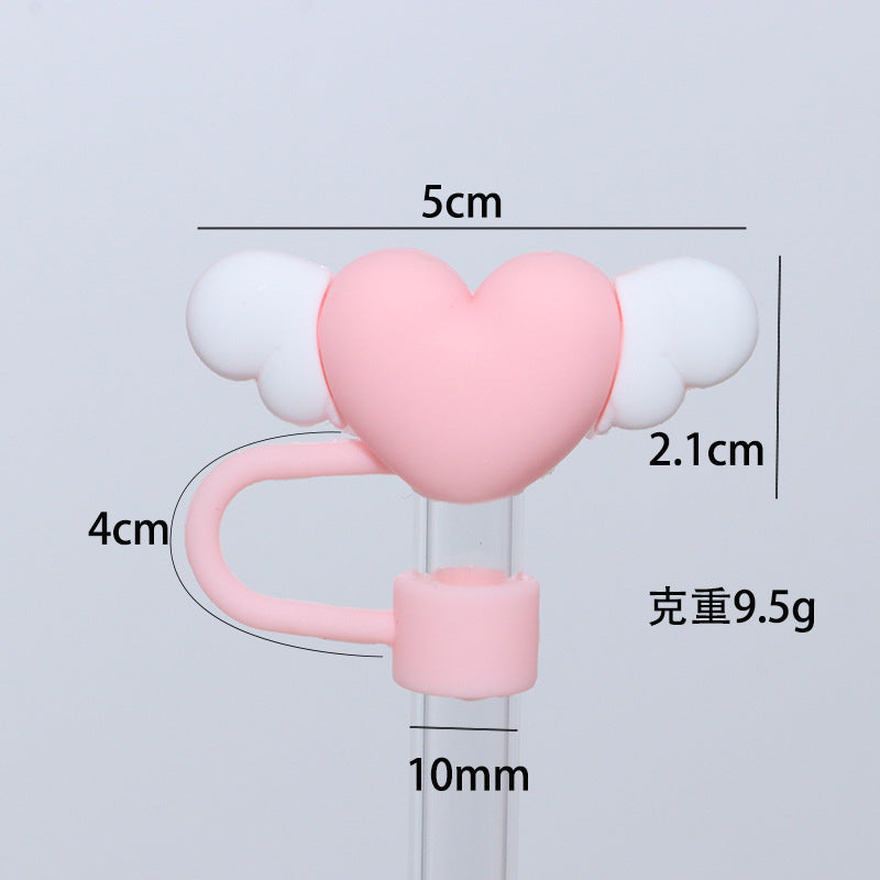 Wholesale 10mm cartoon color love straw cap cup accessories