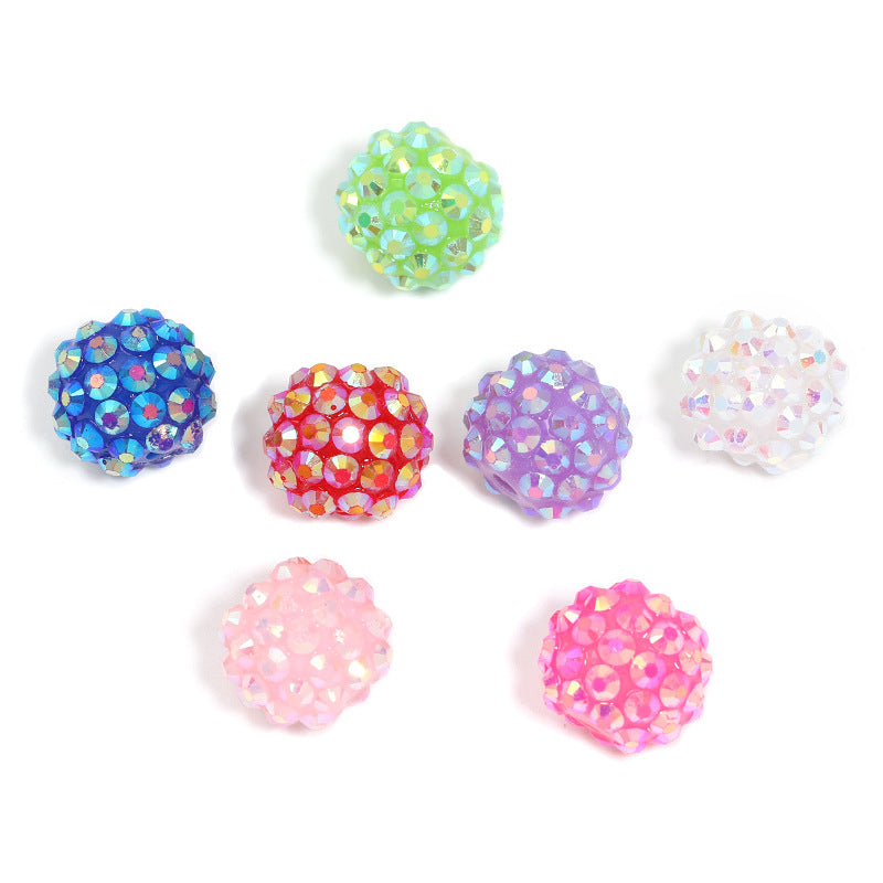 Wholesale Random 100pcs Colored diamond studded bead  Acrylic Beads