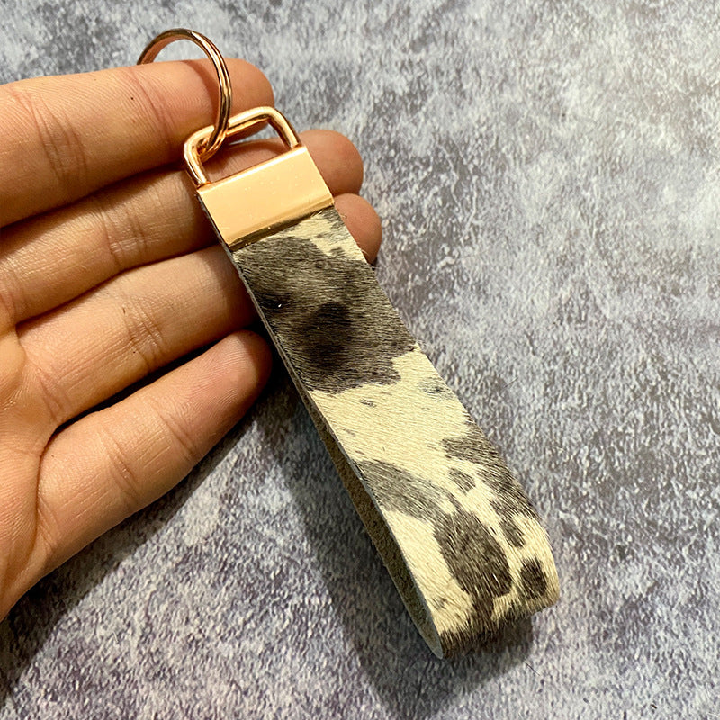 Wholesale Vintage Western Style Genuine Leather Horsehair Keychain