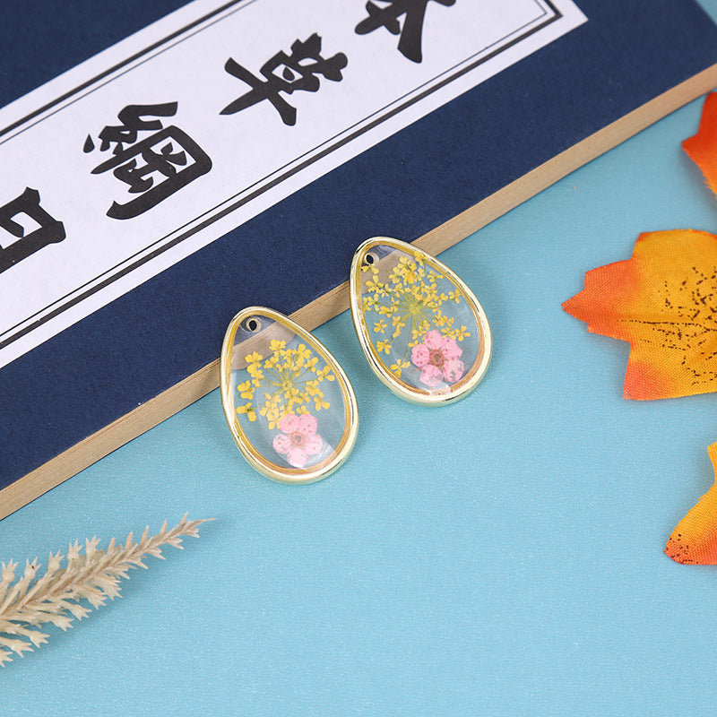 Wholesale New 10pcs/pack Creative Dried Flower Drop Glue Pendant Round Sunflower Lace Non-petal Flower Jewelry Earrings Accessories