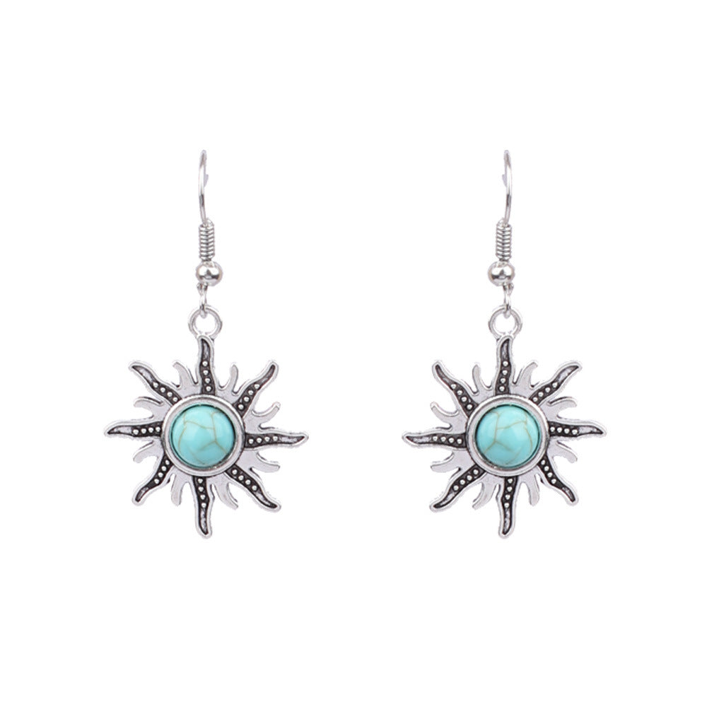 Wholesale Turquoise Bohemian Tassel Geometric Alloy Vintage Earrings