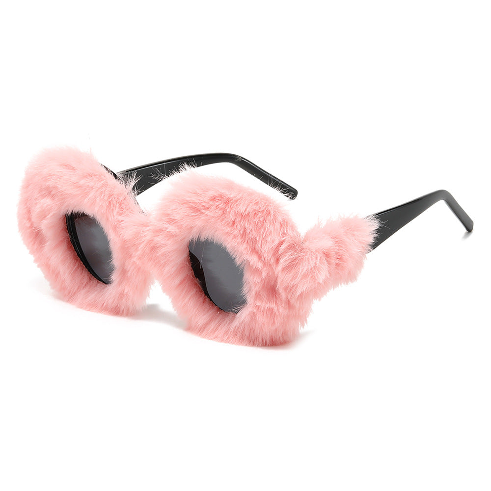 Wholesale Plush Versatile Personality Round Fashion Sunglasses