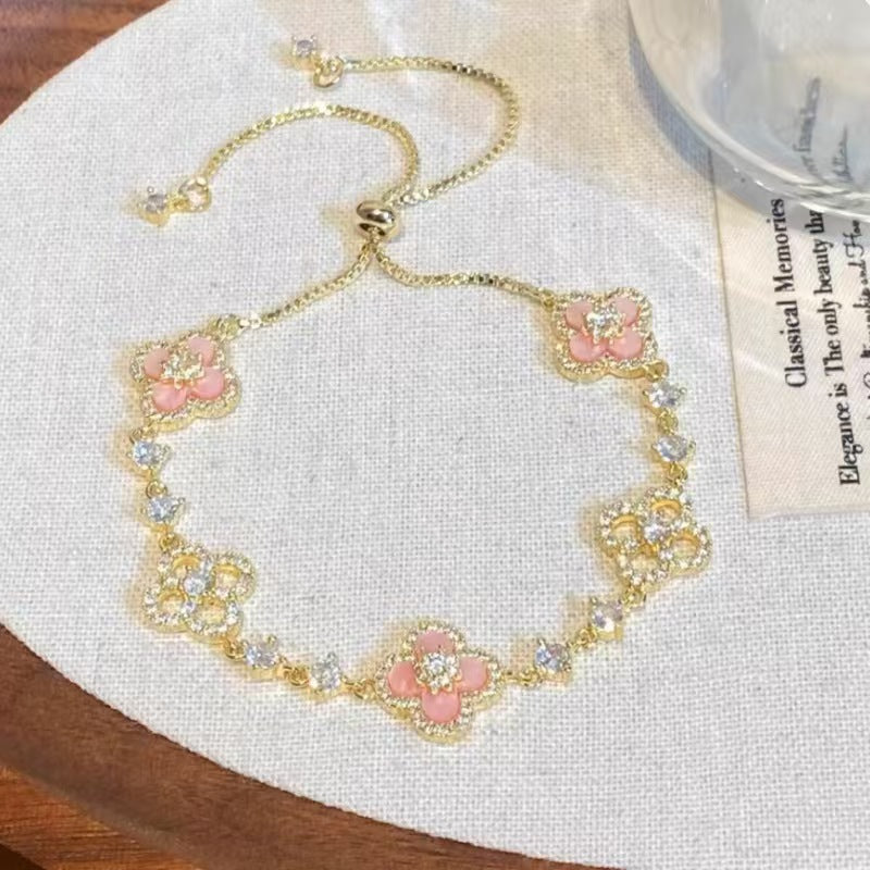 Wholesale Bracelet with Shiny Natural Lucky Four-Leaf Clover Luxury Jewelry