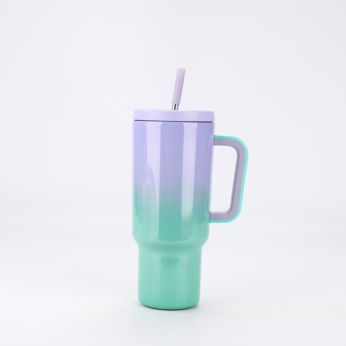 Wholesale 40oz Rainbow Paint Car Cup 304 Stainless Steel Insulation Portable Large Capacity Vacuum Straw Ice Cup