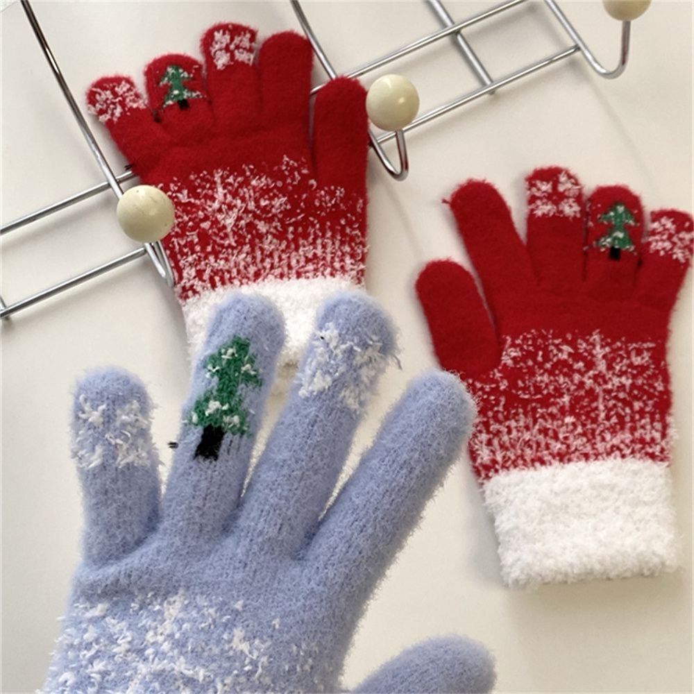 Wholesale Knitted gloves winter fleece-lined thickened cold-proof wool gloves
