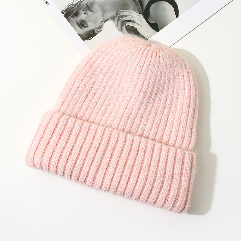 Wholesale Rabbit Fur Knitted Double Layer Thickened Beanie