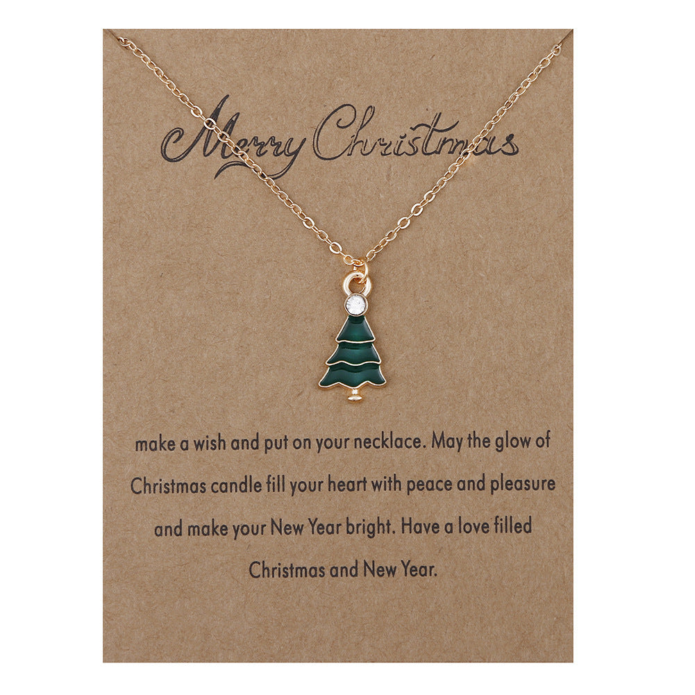 Wholesale Christmas Tree Pendant Card Necklace Clavicle Chain