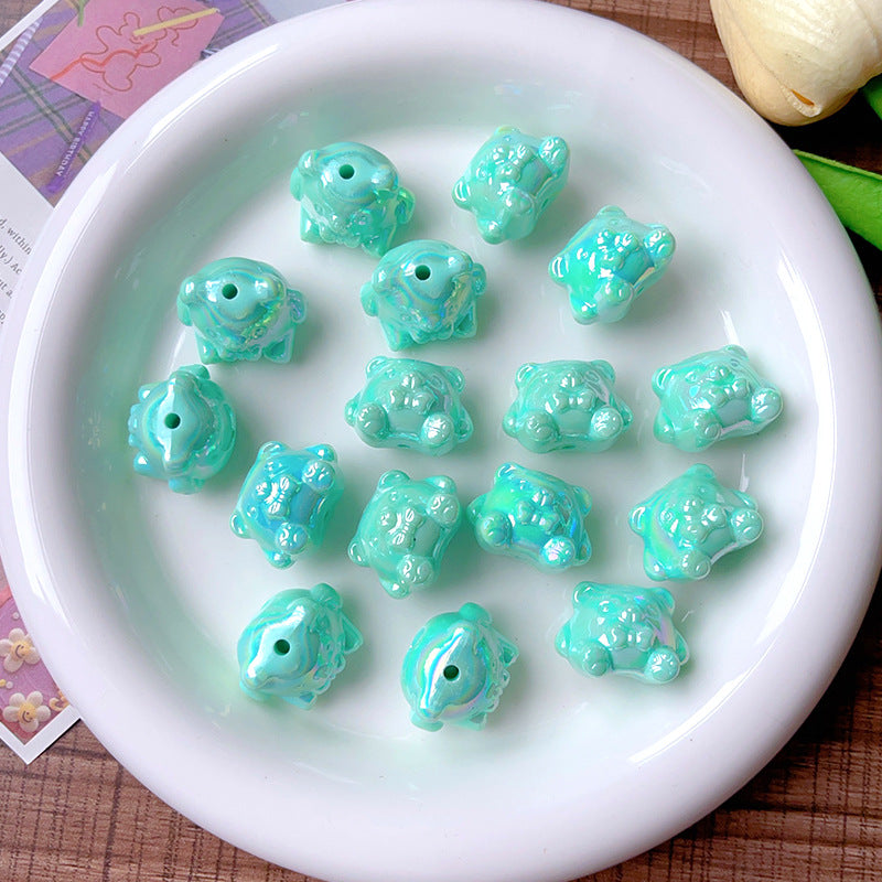 Wholesale 10pcs Solid Color  Plated AB Love Bear Straight Hole Acrylic Beads