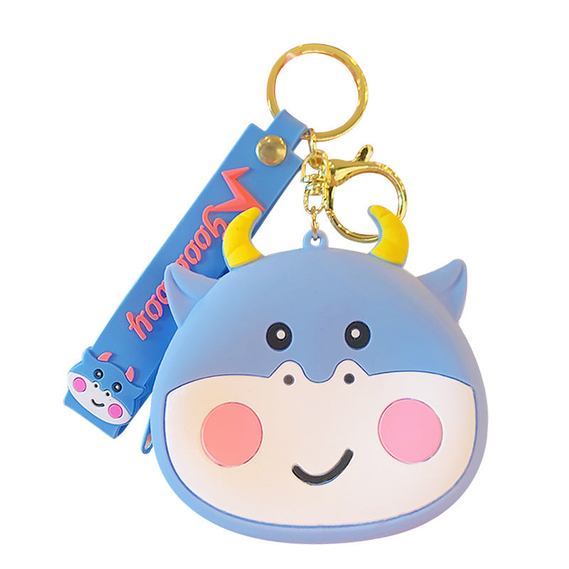 Llavero de monedera de monedas de vaca linda de pvc al por mayor
