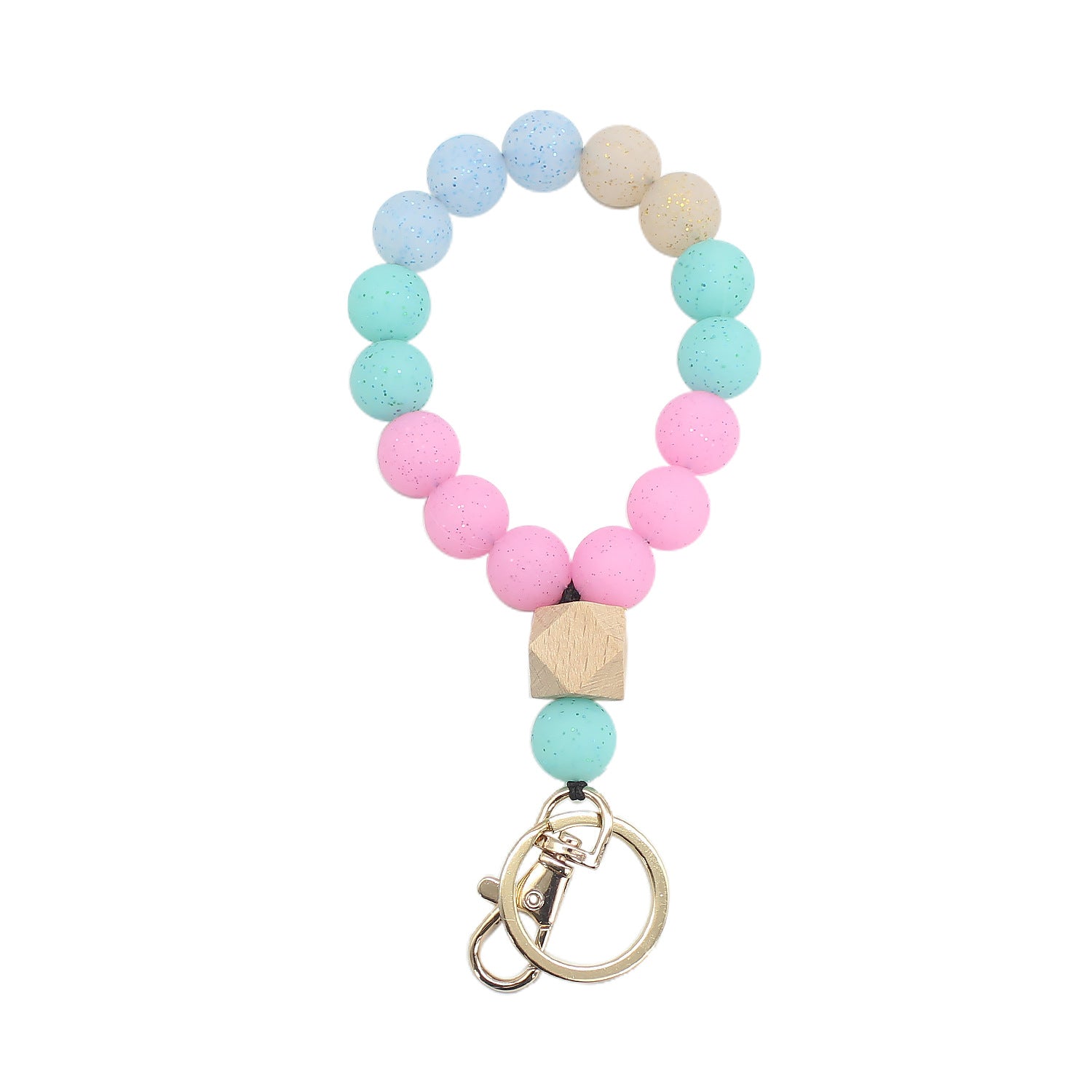 Wholesale Silicone Color Beaded Bracelet Keychain