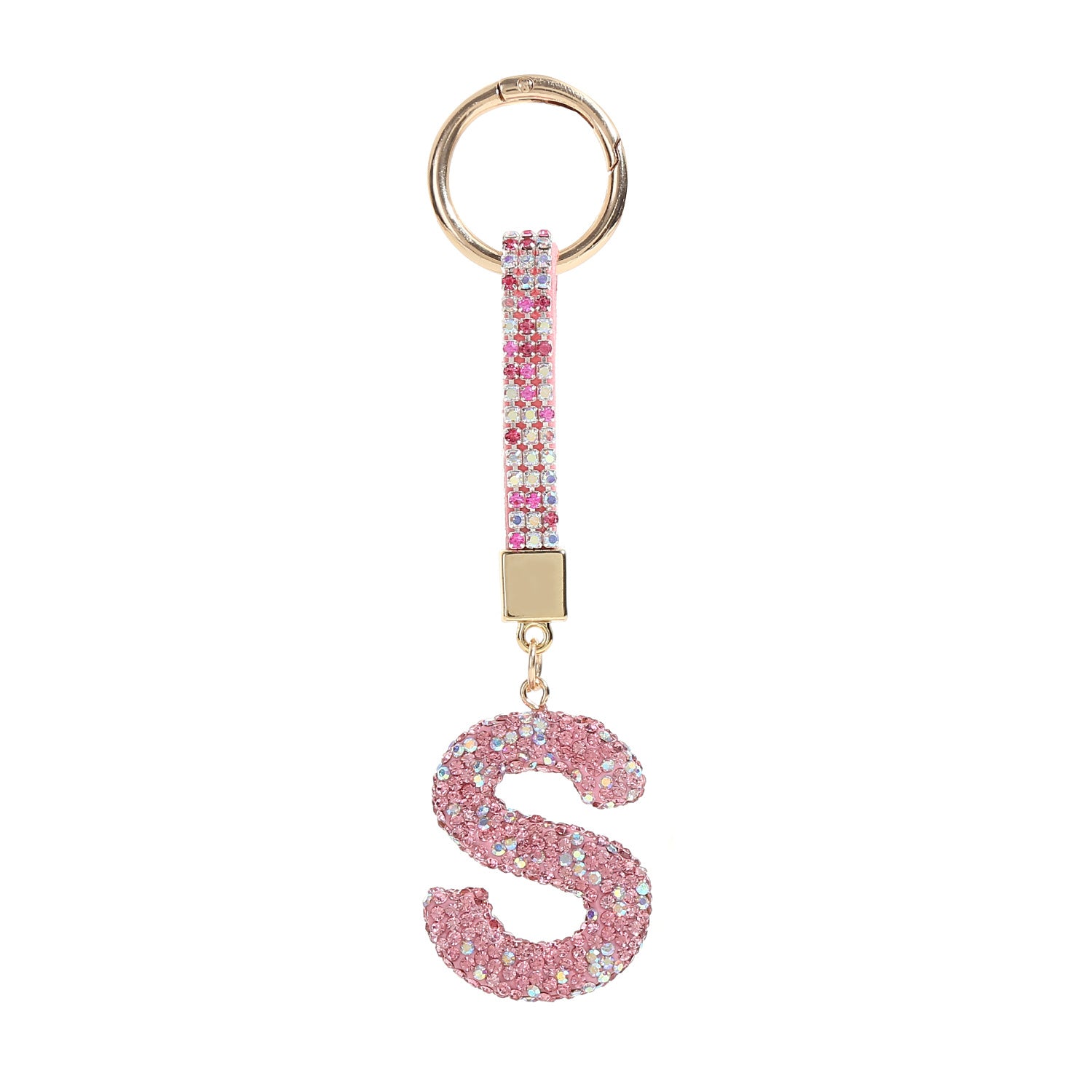 Wholesale full diamond letter S fashion English letter diamond studded keychains