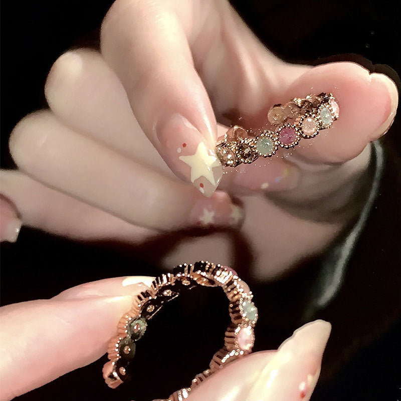 Wholesale Vintage Tourmaline Rainbow Open Ring