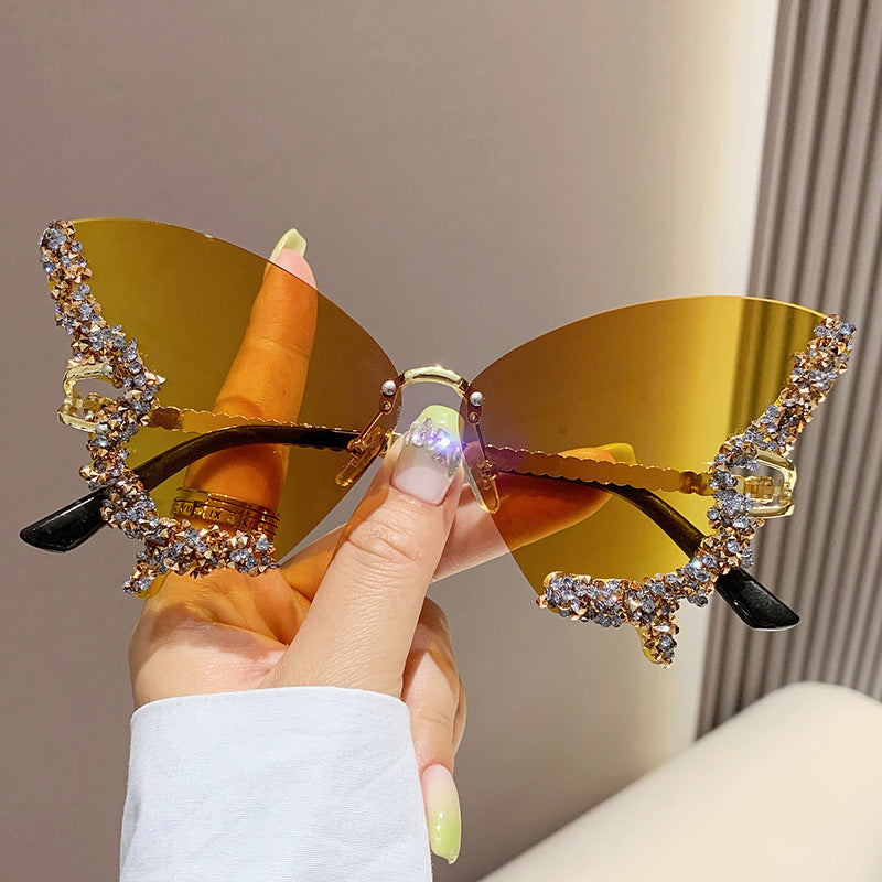 Wholesale Large Frame Diamond Butterfly Sunglasses