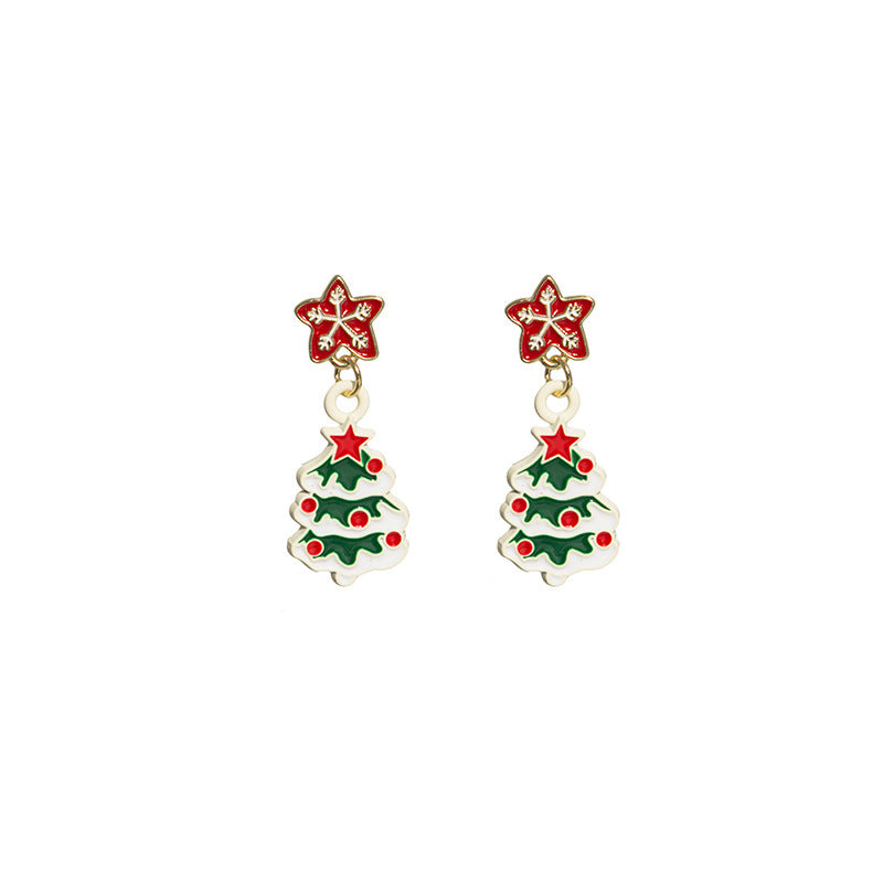 Wholesale Silver Needle Christmas Series Christmas Tree Snowman Earrings