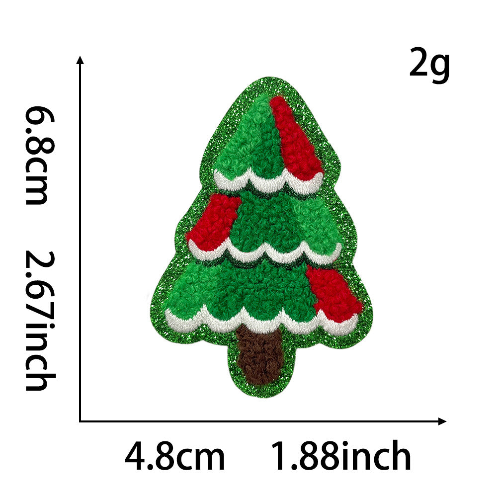 Wholesale Christmas Embroidered Patches Santa Snowman Gingerbread Man Tree Applique For Clothing