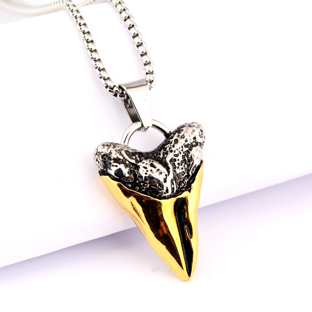 Wholesale Titanium Steel Shark Tooth Pendant Necklace Light Luxury Hip Hop Style Unisex Casual Jewelry For Everyday Wear Gift And Boutique Resale