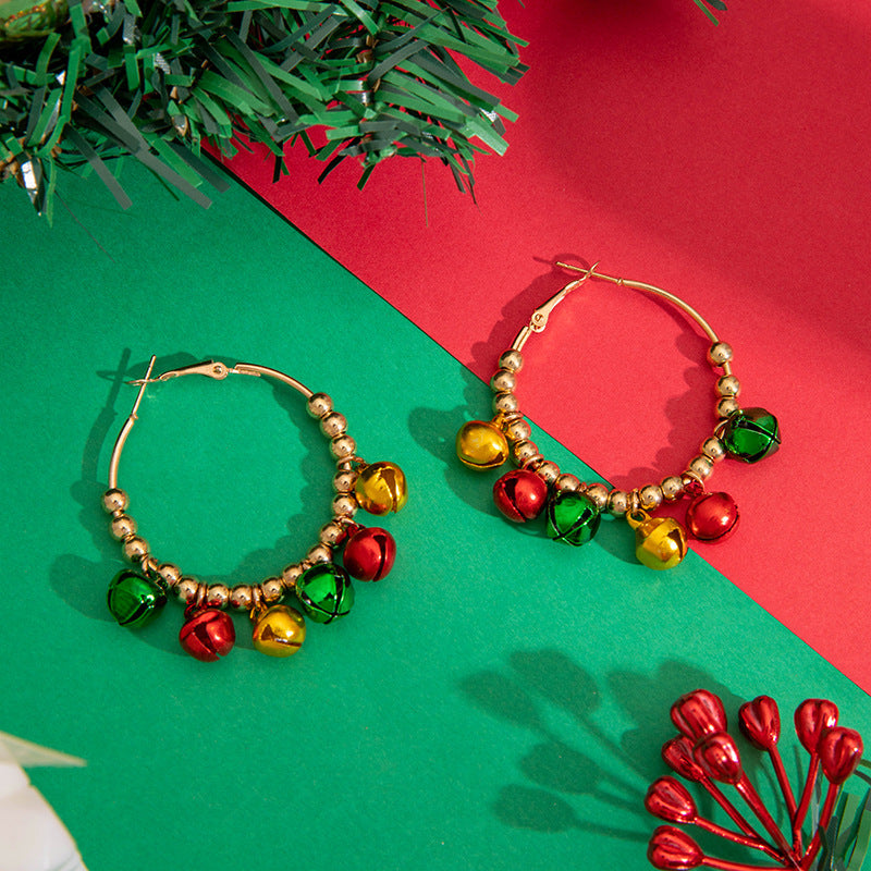 Wholesale Christmas Colorful Bell Alloy Earrings