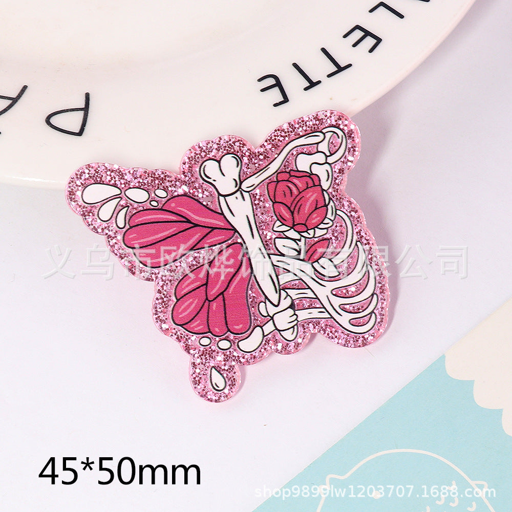 Wholesale New loose powder cartoon letters cute jewelry acrylic pin DIY patch accessories
