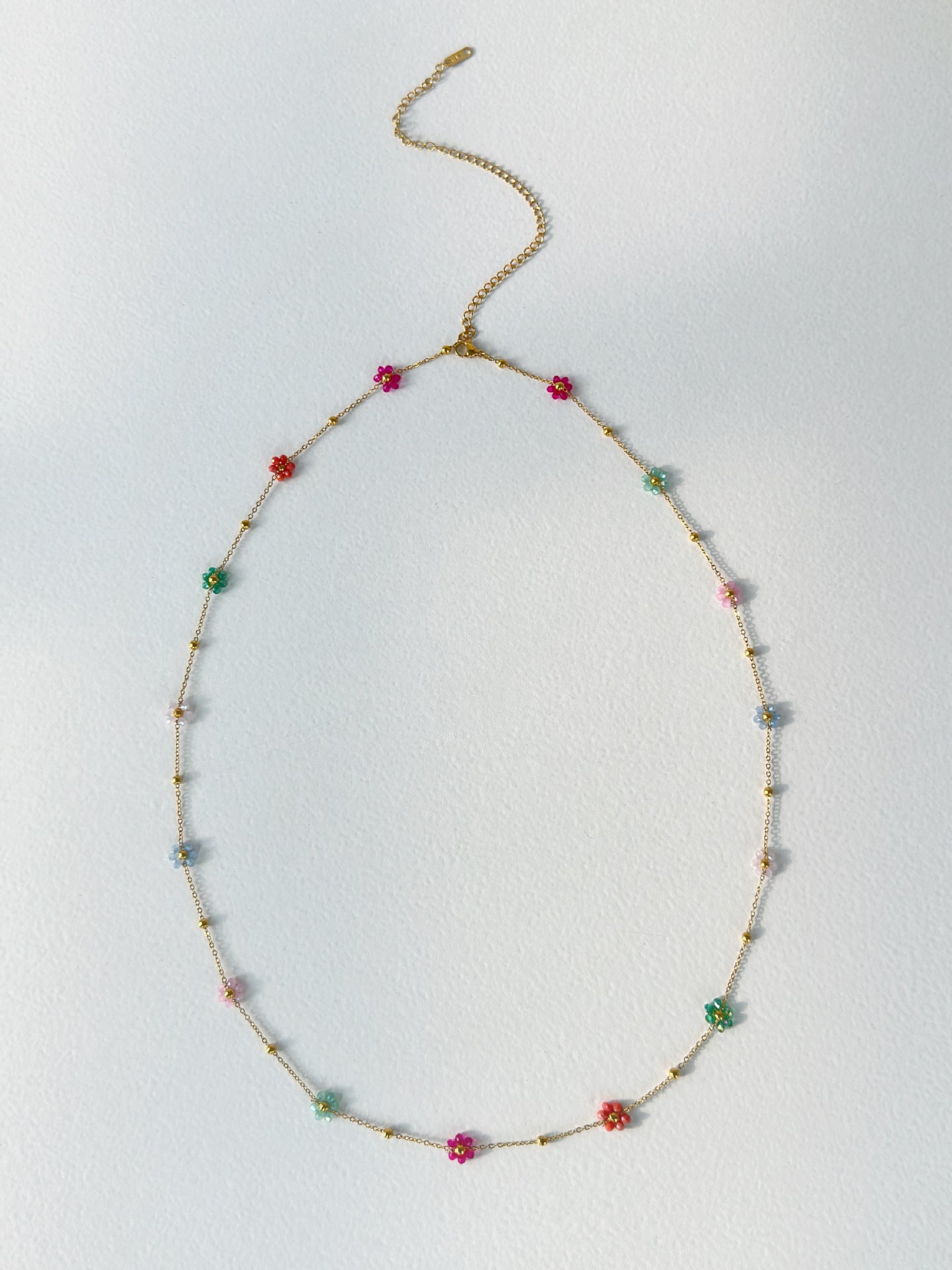 Wholesale Titanium Steel Colorful Pink Flower Necklace Waist Chain Anklet Set