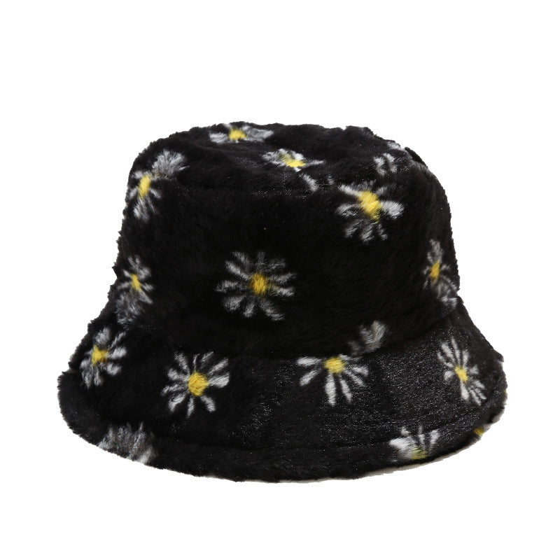 Wholesale New Small Chrysanthemum Pattern Plush Bucket Hat