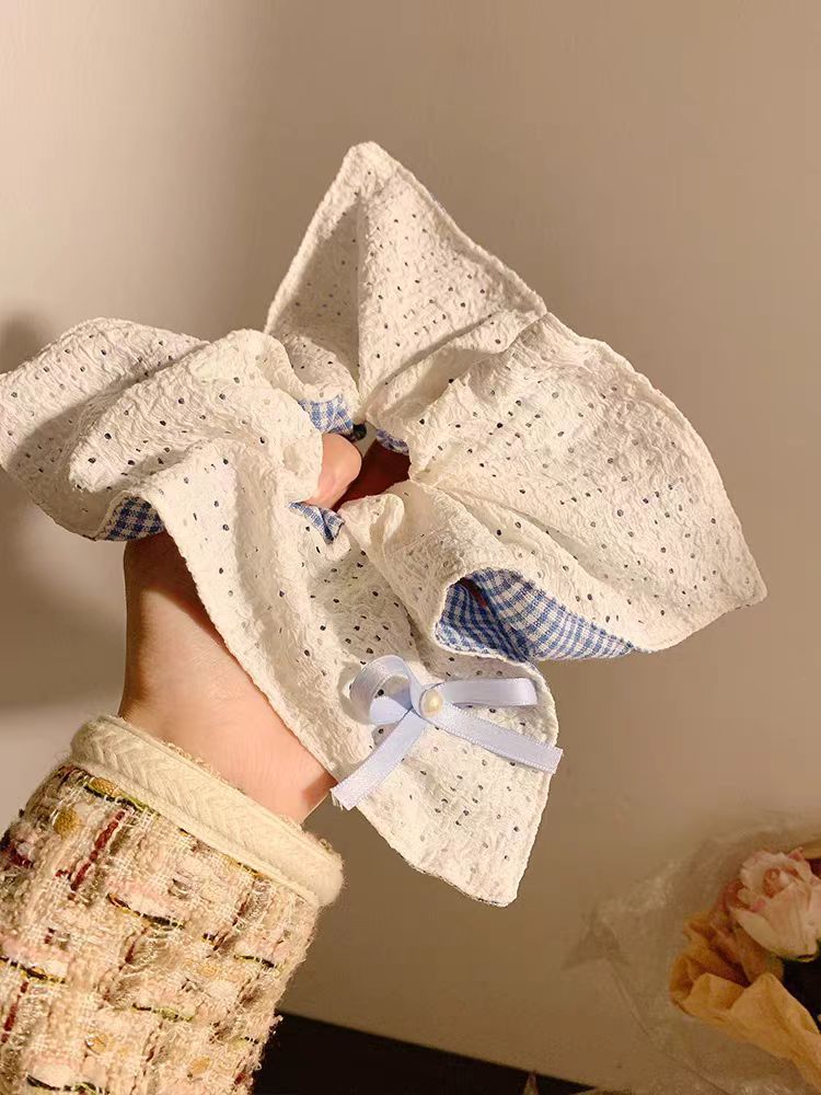 Wholesale Fabric Square  With Openwork Lace Hair  Scrunchie