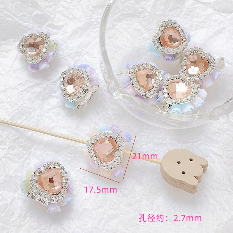 Wholesale 2pcs Alloy Diamond Hairpin Love Beads