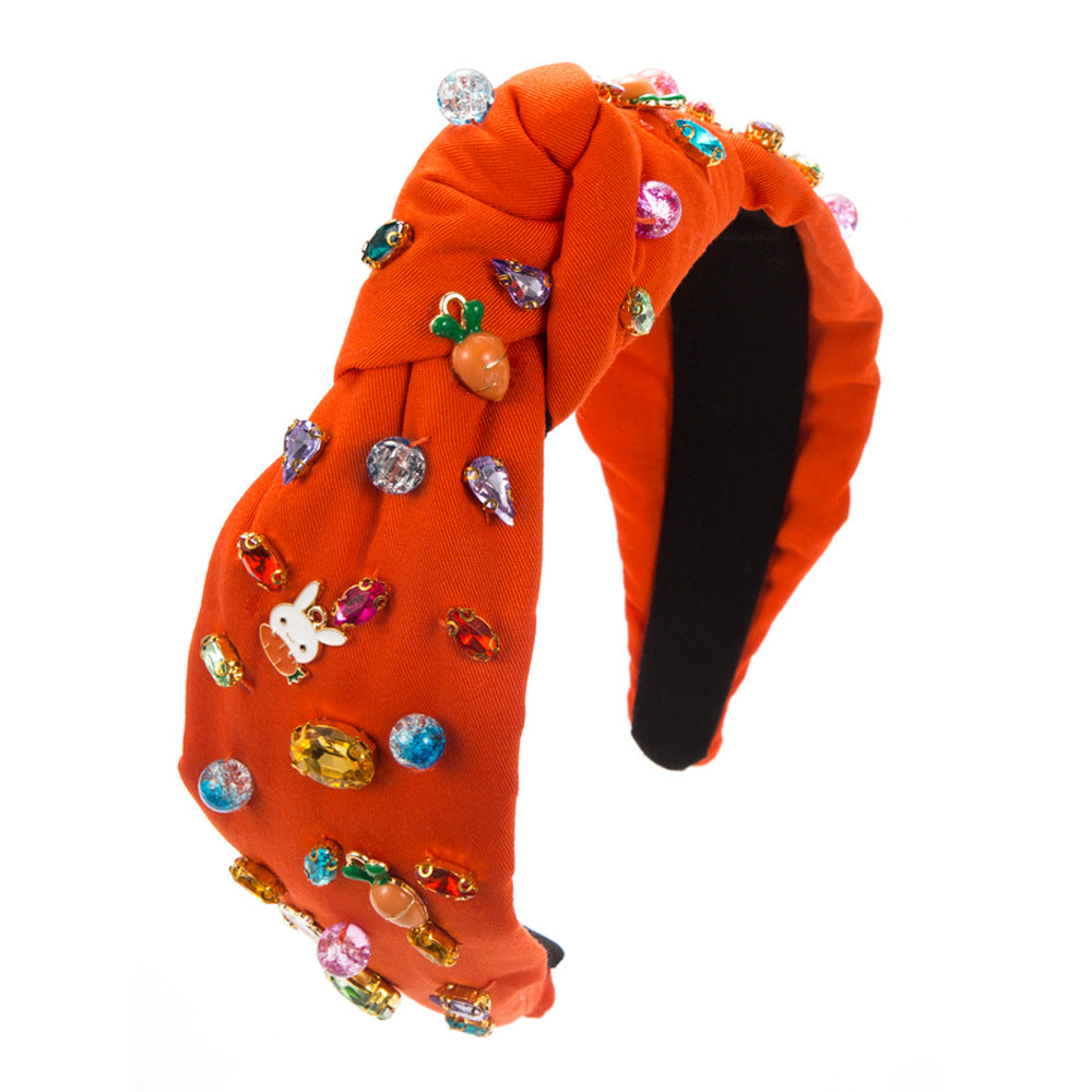 Wholesale Easter Diamond Crystal Cute Cartoon Jade Rabbit Headband