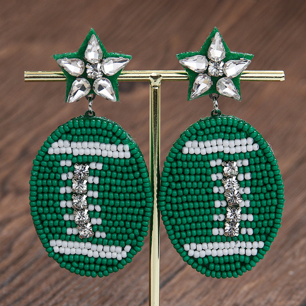 Wholesale New Game Day Sports Series Earrings Hand-woven Football Football Beaded Earrings