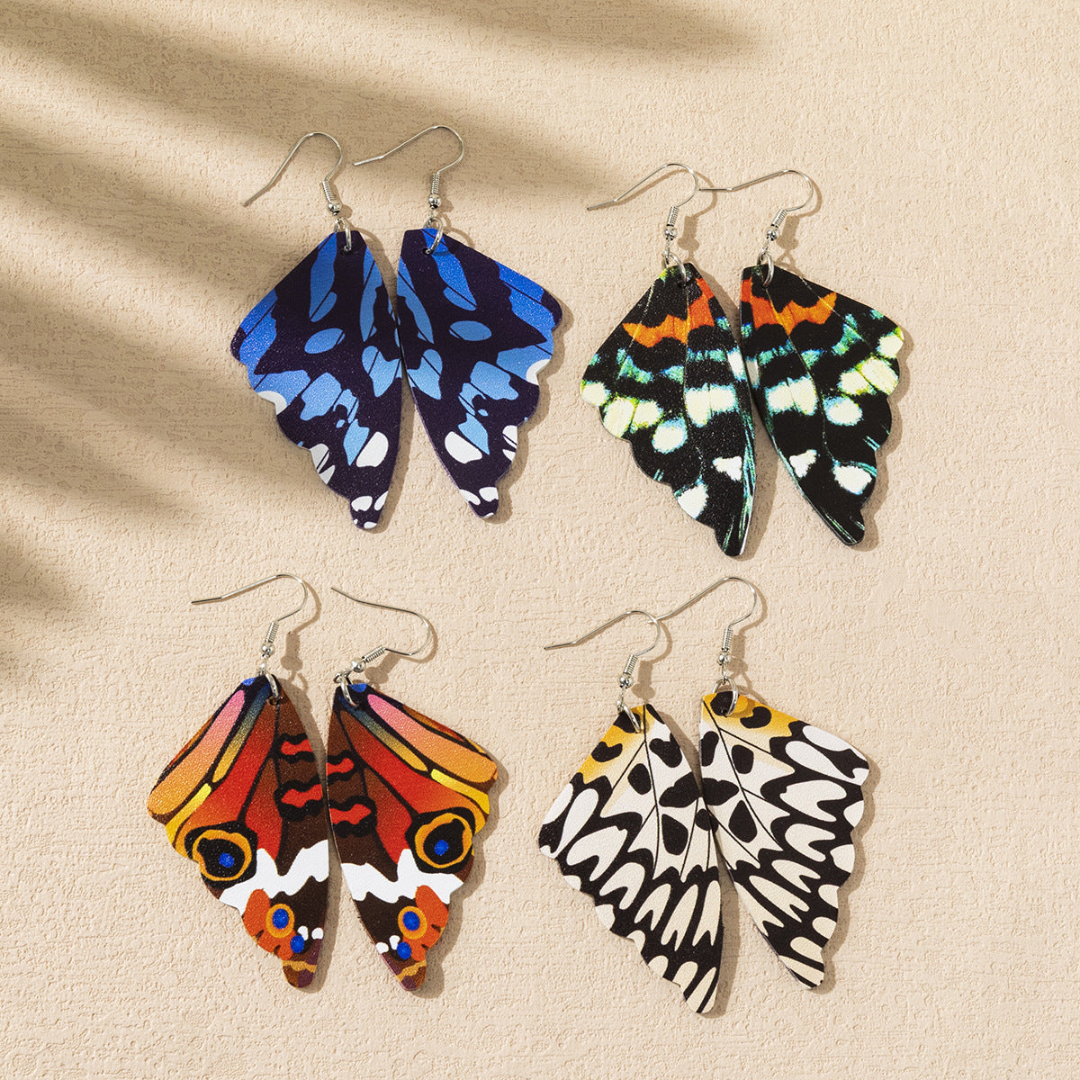 Wholesale Painted Butterfly PU Leather Earrings