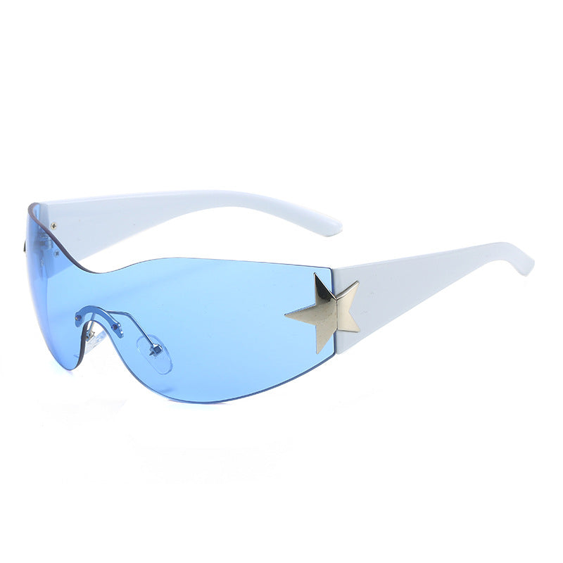 Wholesale One-piece Frameless Outdoor Cycling PC Sunglasses