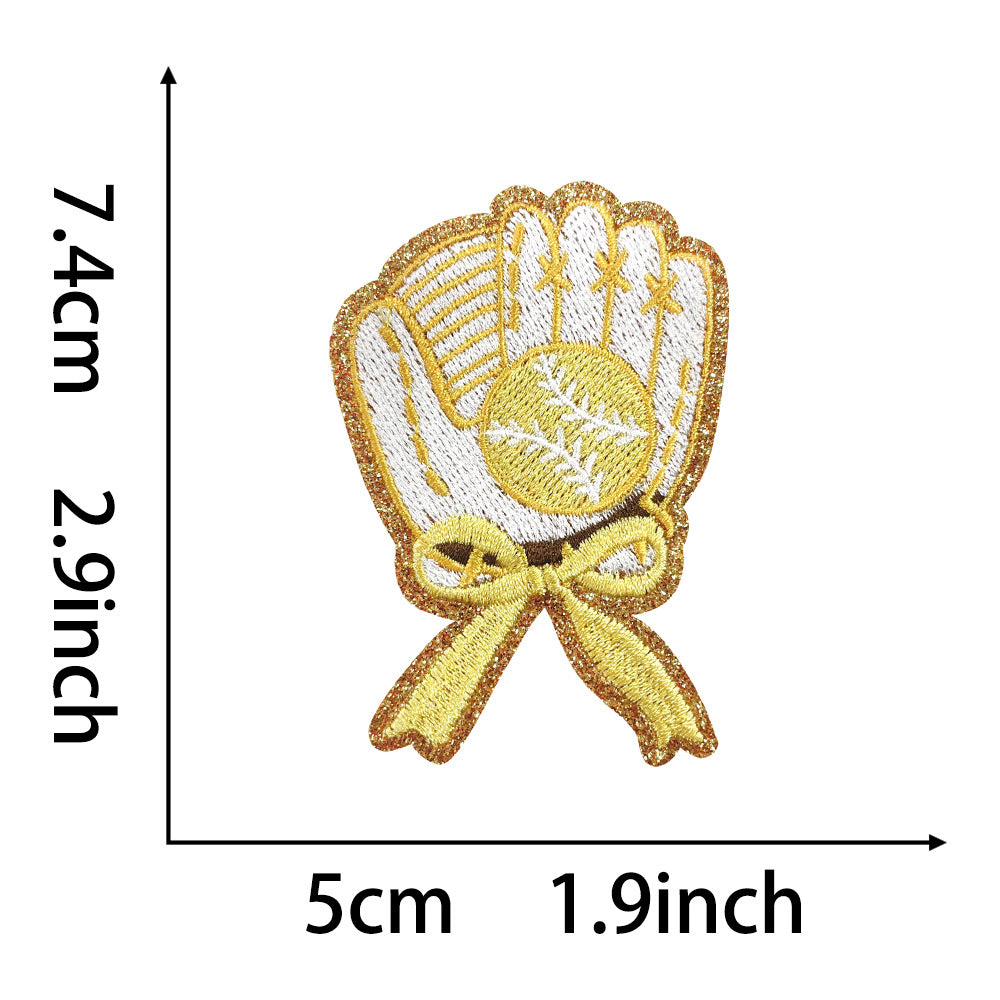 Wholesale Trendy Baseball Glove Embroidered Patch Polyester Iron On Adhesive Badge For Shoes Hats