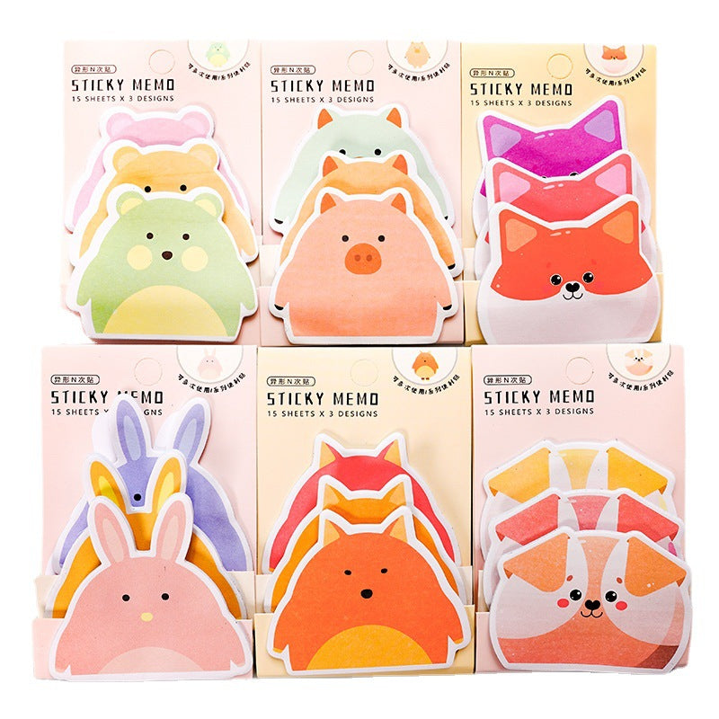 Wholesale 2pcs Cute Cartoon Sticky Notes 3 Books Animal Stacking Set