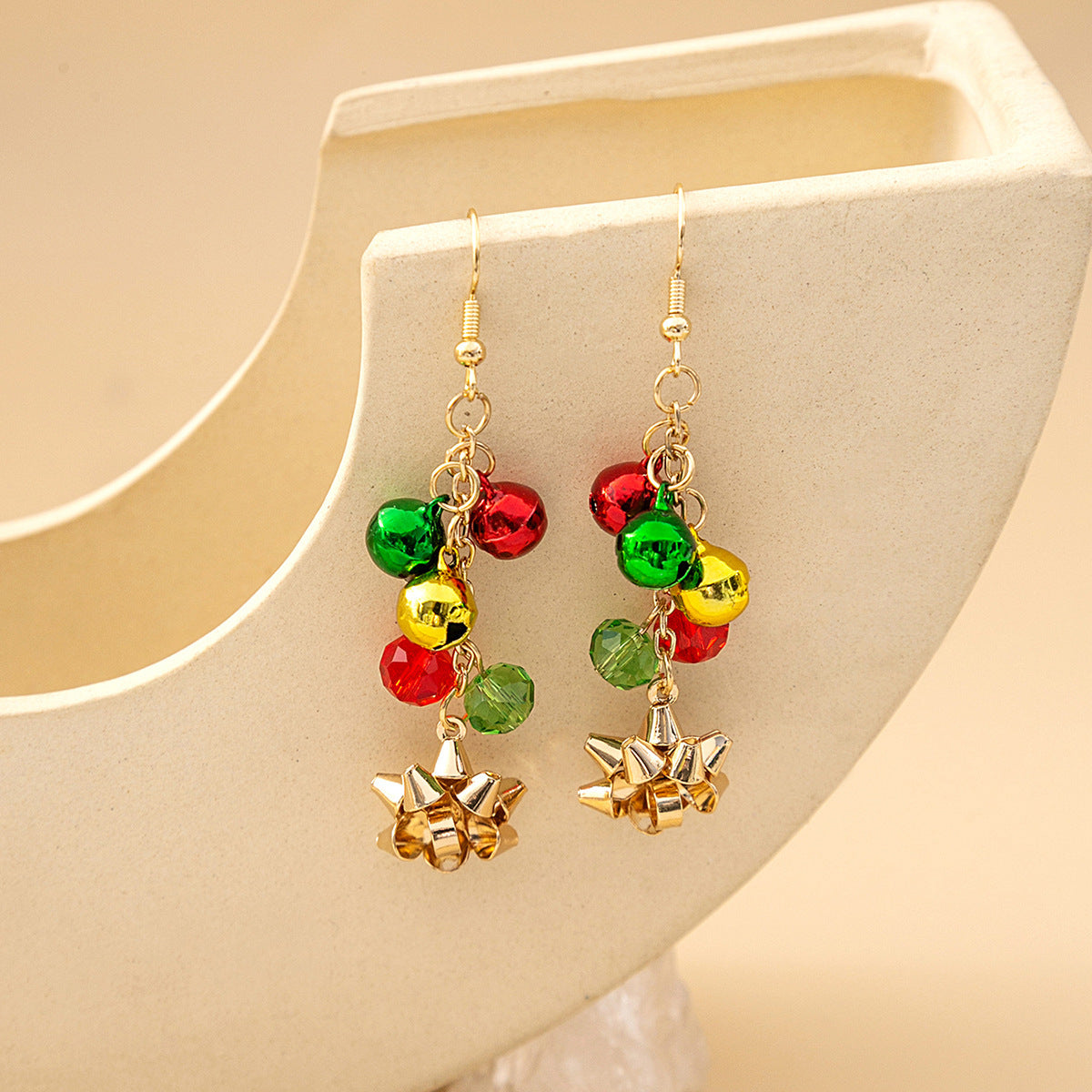Wholesale Christmas Red and Green Flower Earrings
