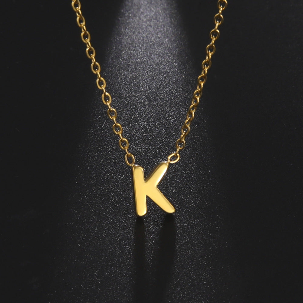 Wholesale 26 Letter 18k Genuine Gold Electroplating Non Fading Stainless Steel Necklace