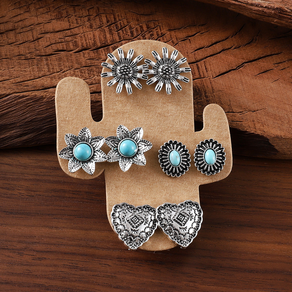 Wholesale Western Horseshoe Cactus Cowboy Earring Set