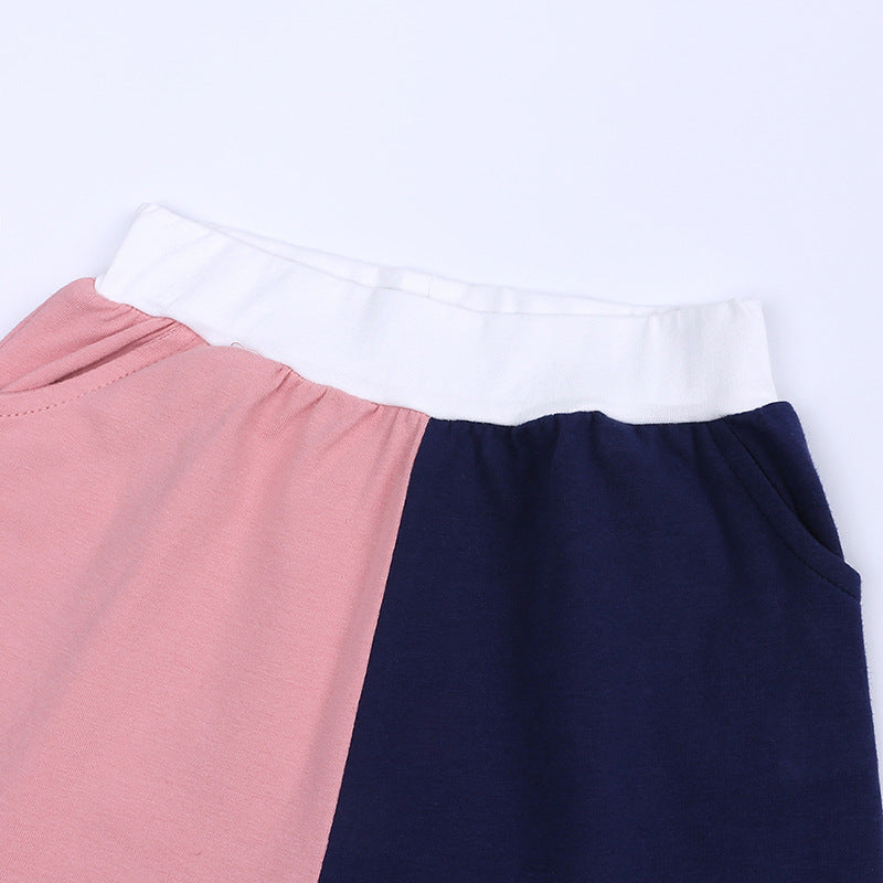 Wholesale Boys and Girls Contrasting Color Two-piece Kids Sports Suit