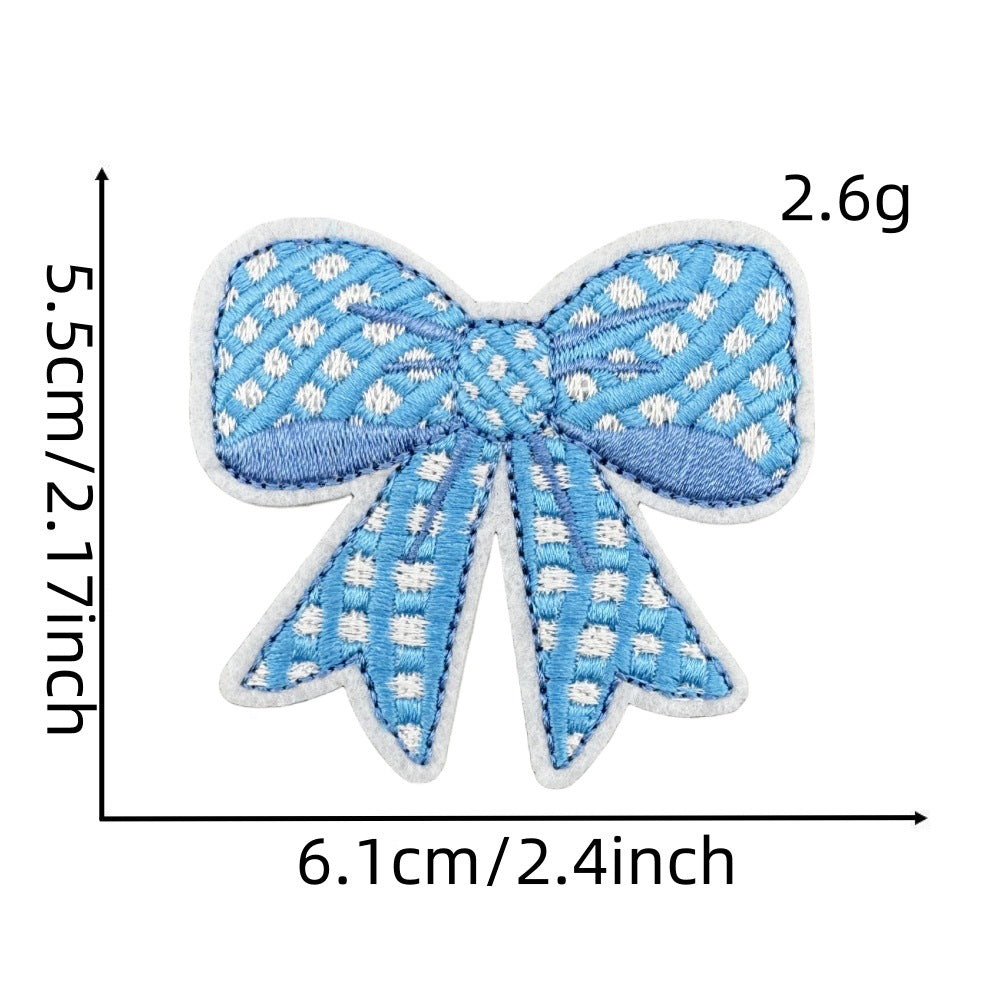 Wholesale Trendy Blue Series Embroidered Cartoon Candy Patches Cute Sew On Clothing Applique Everyday Craft Supply For Resale